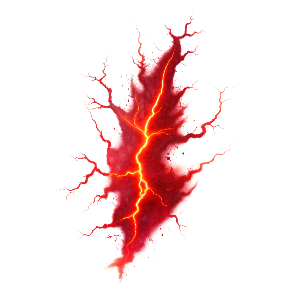 Fiery Red Lightning Strike Abstract Art on Black Background png