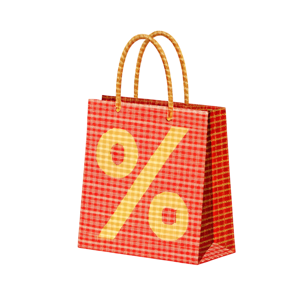 Shopping bag with percentage sign png