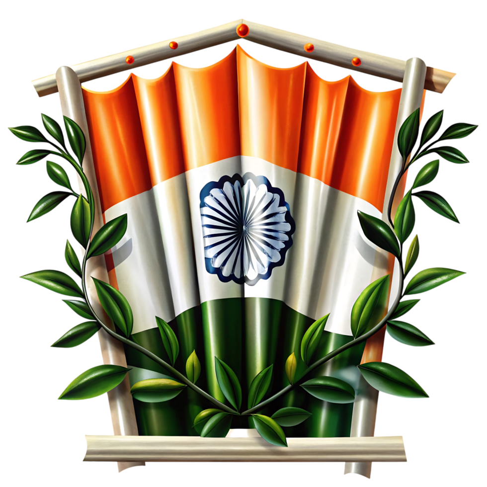 The flag of india is shown in a wooden frame png