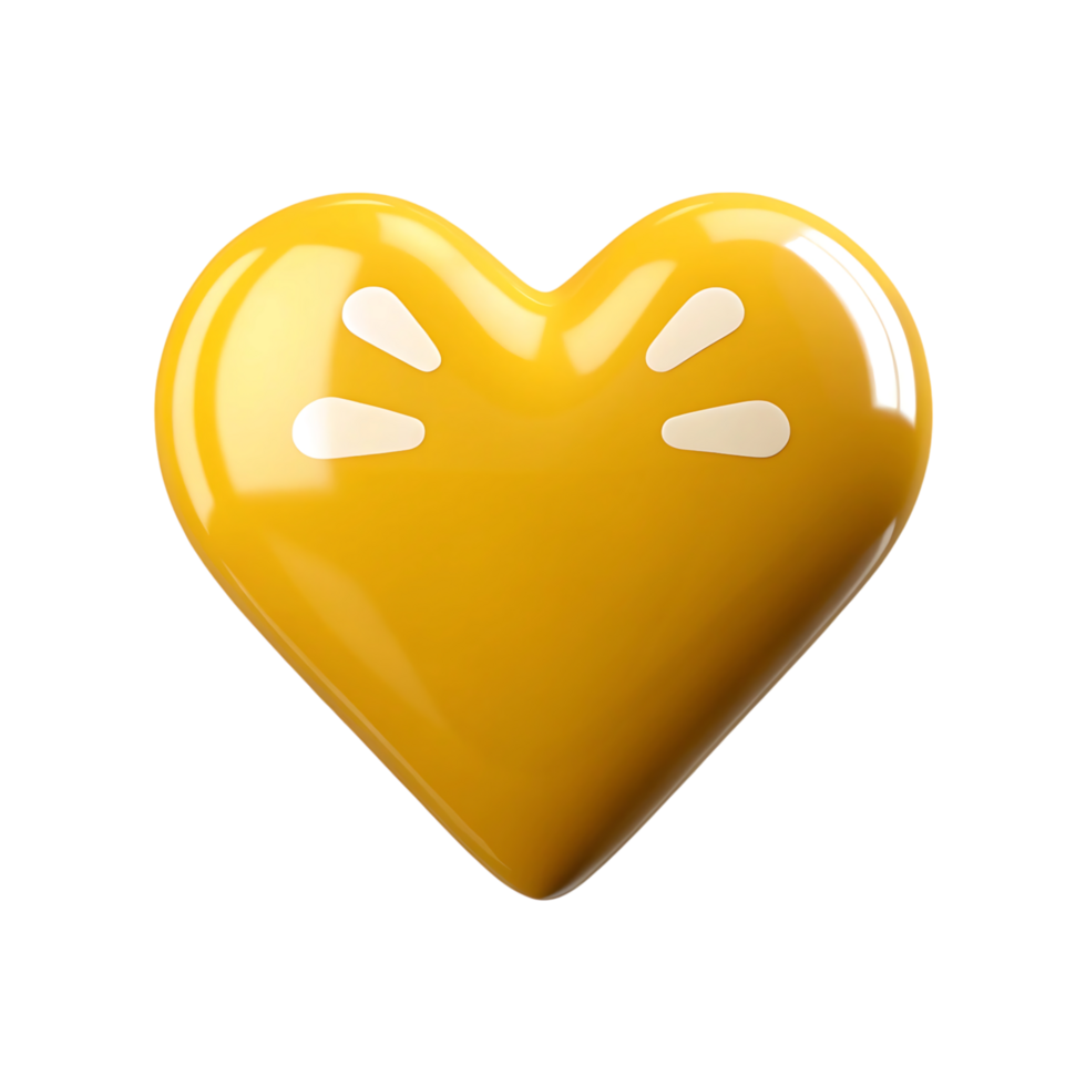 A Shiny Yellow Heart with White Rays of Happiness png