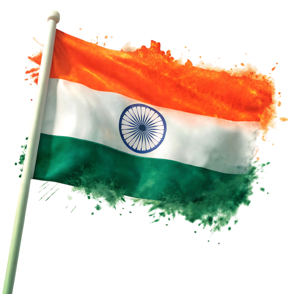 Vibrant Watercolor Indian Flag on Black Background Patriotism Independence Day India png