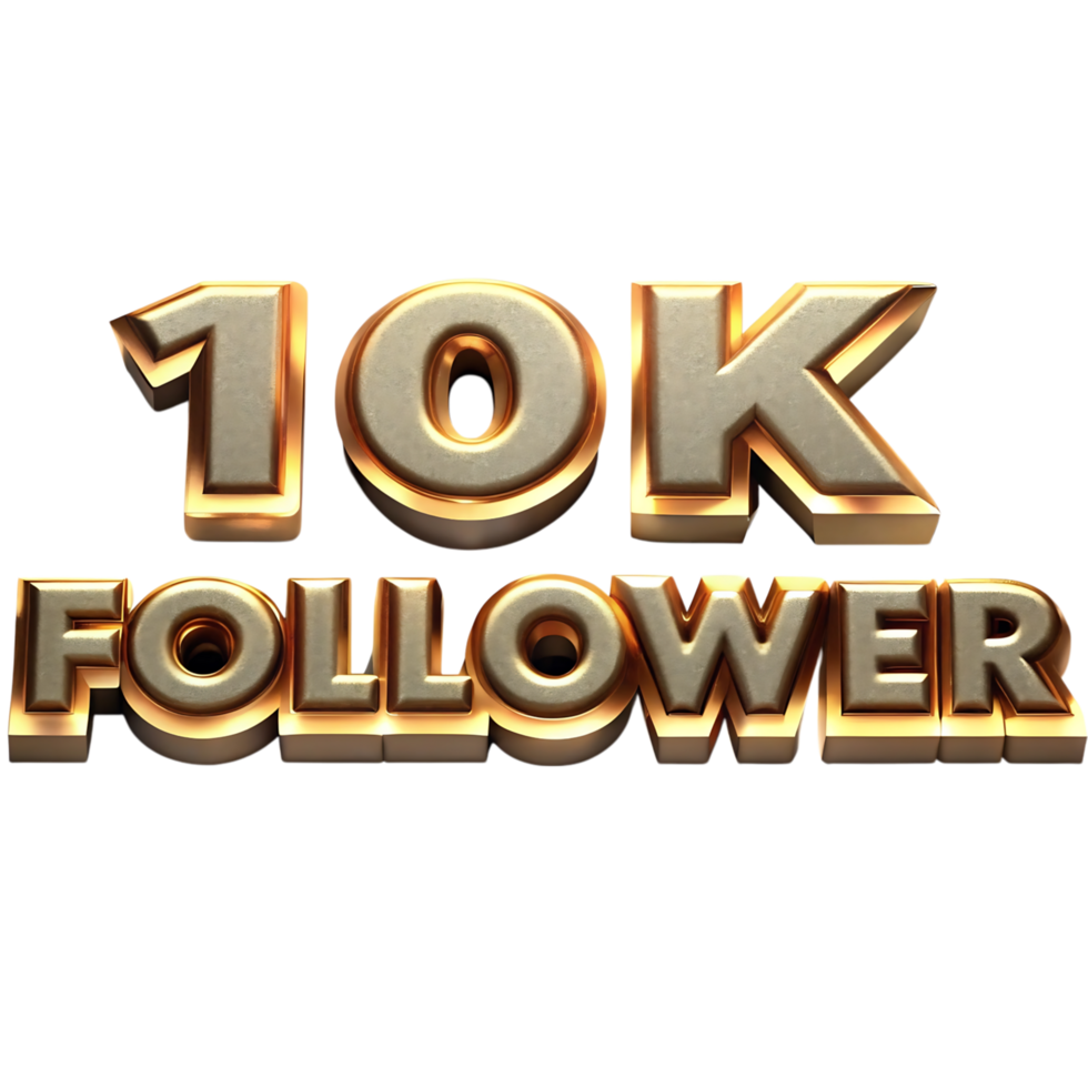 10k followers gold 3d logo png