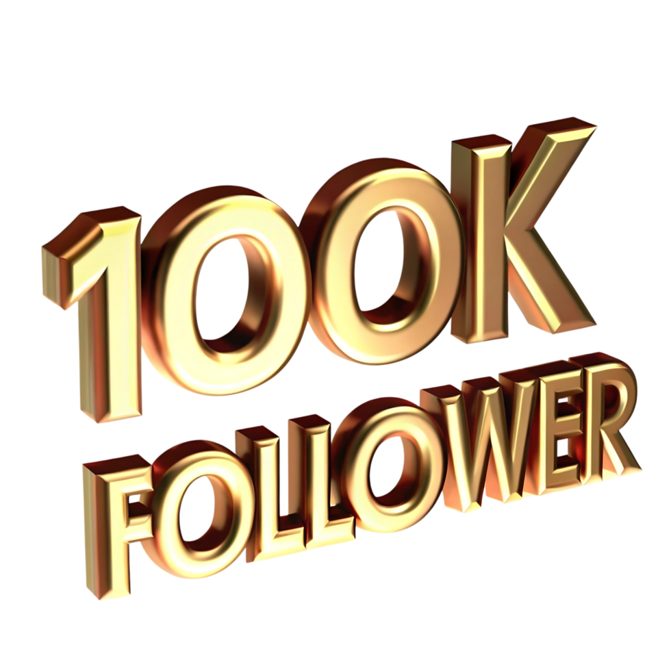Golden 100K Followers Celebration Milestone Achievement Graphic Design png
