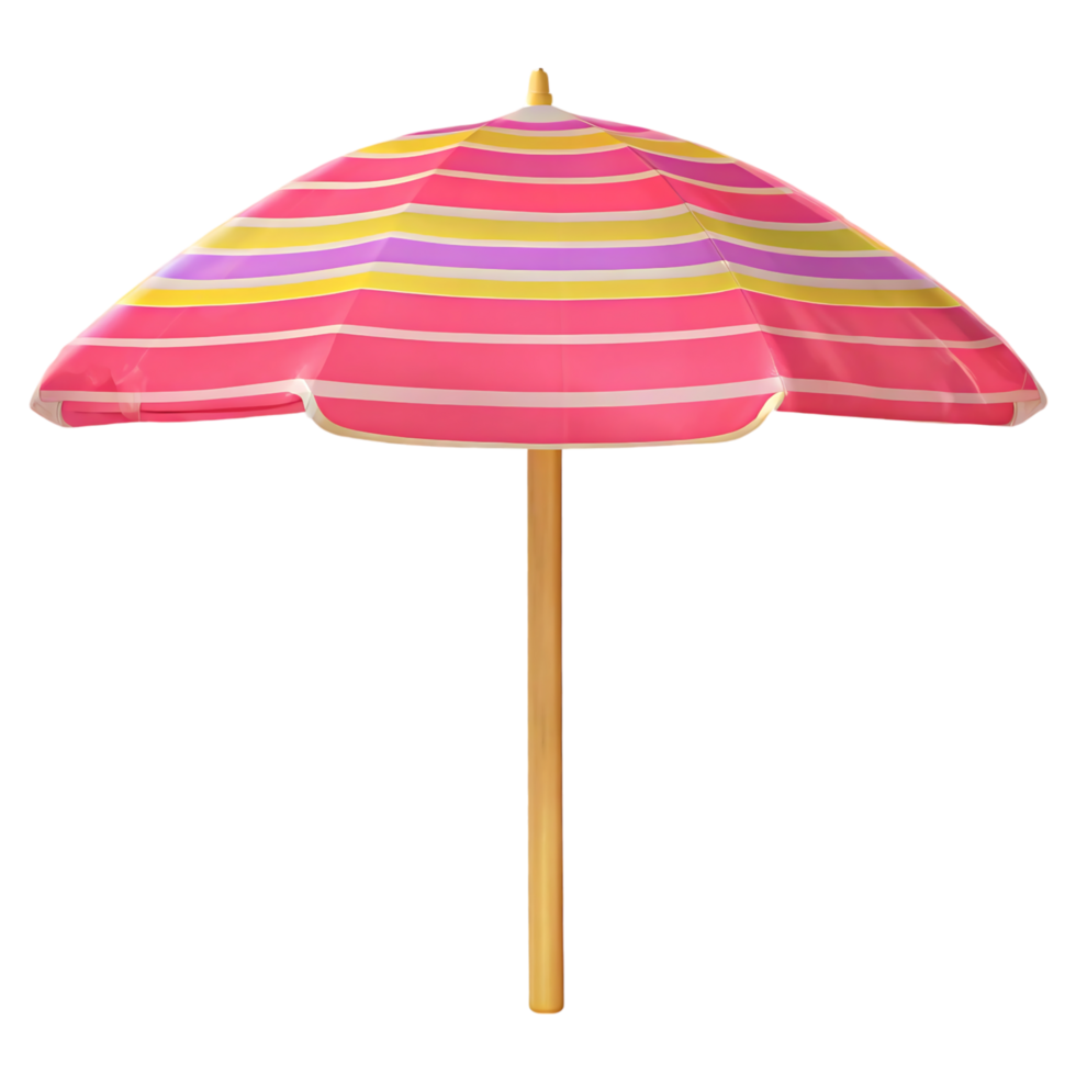 Pink and Yellow Striped Beach Umbrella on Black Background Summer Vacation png