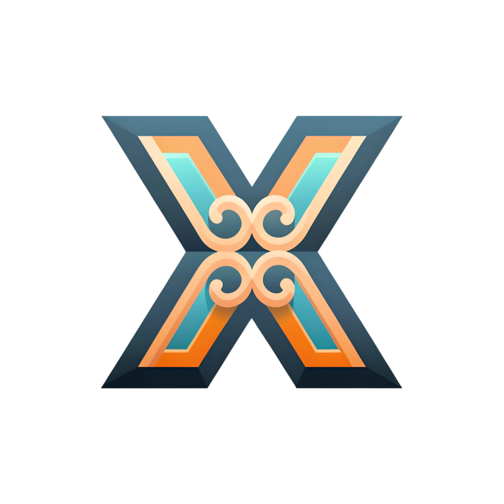 Stylish Letter X Logo Design with Teal Orange and Dark Gray Color Scheme png