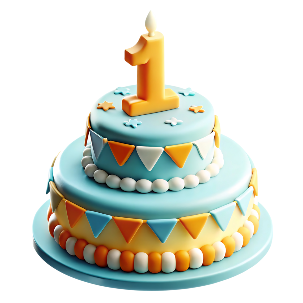 A birthday cake with a number one on it png