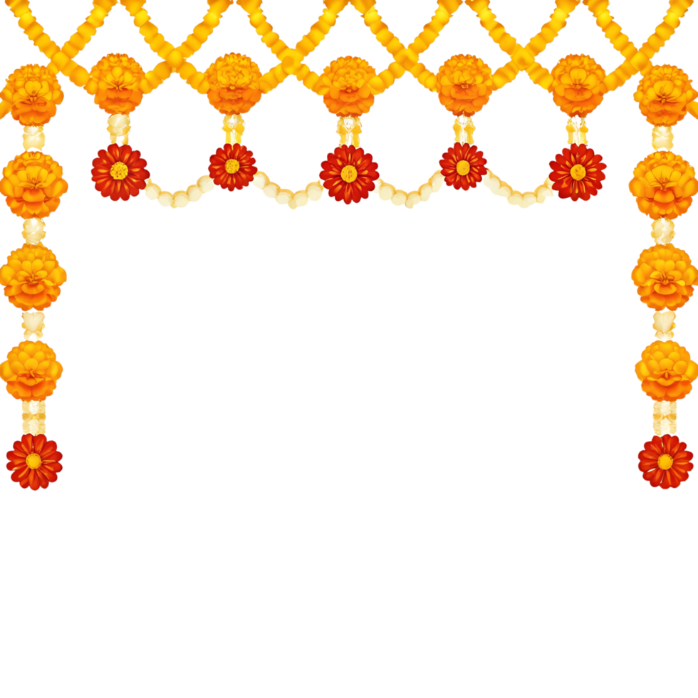 An orange and yellow garland with flowers png