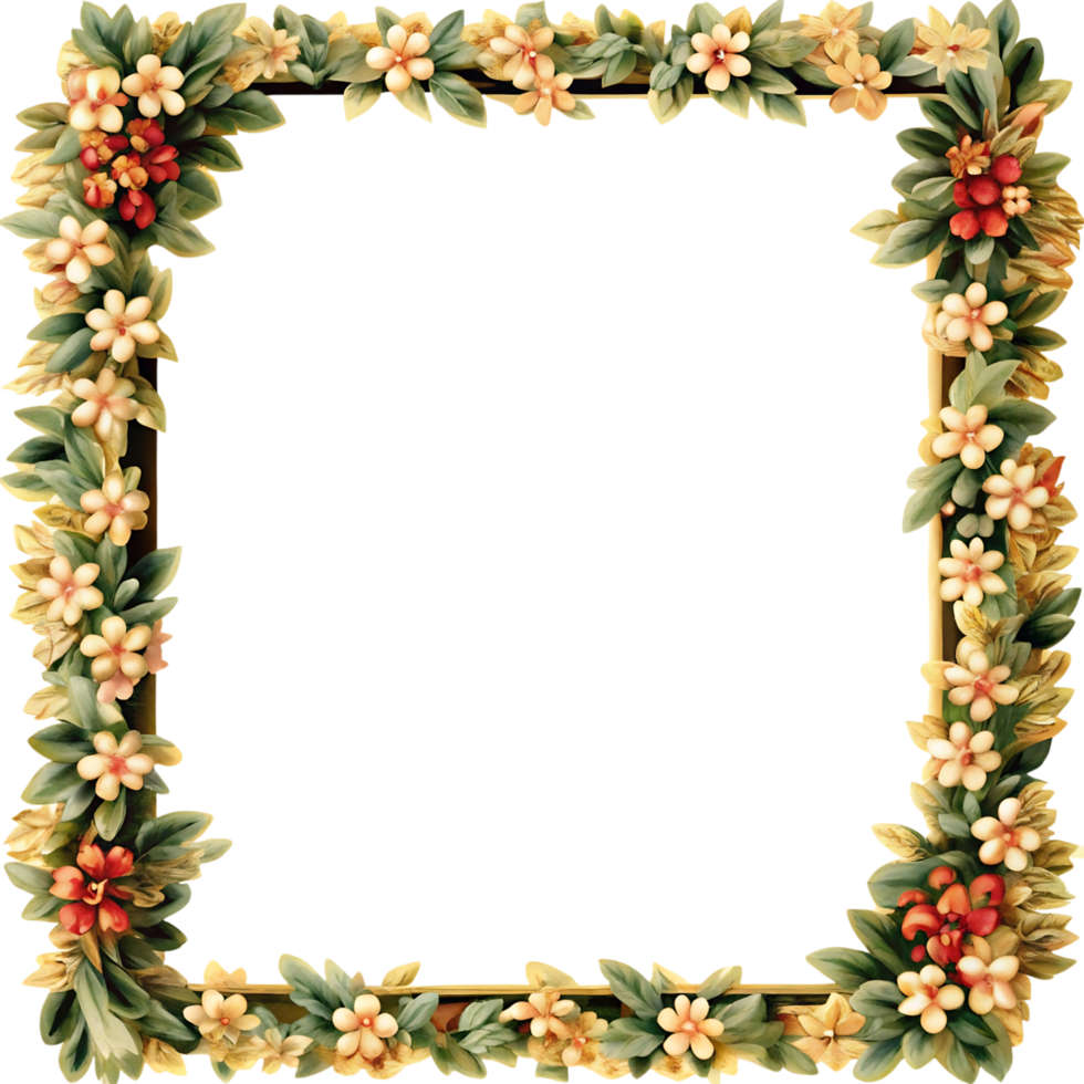 A decorative frame with flowers and berries png