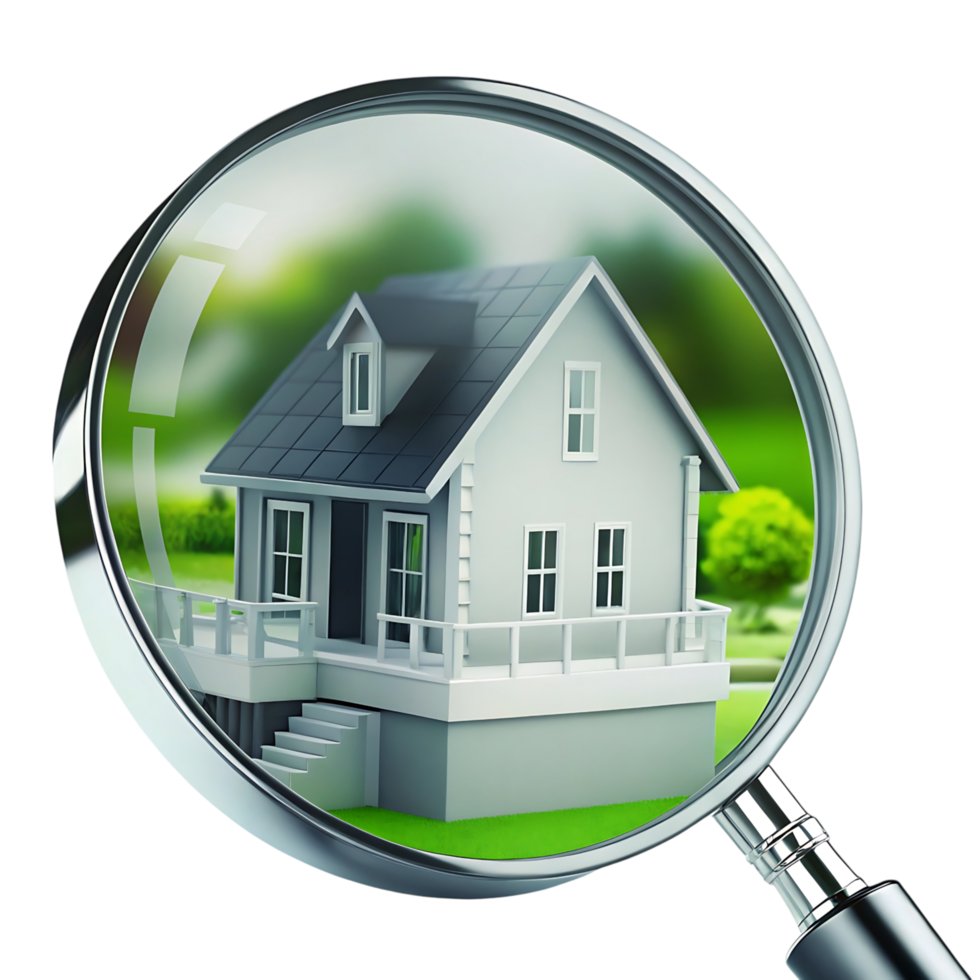 A house under a magnifying glass png