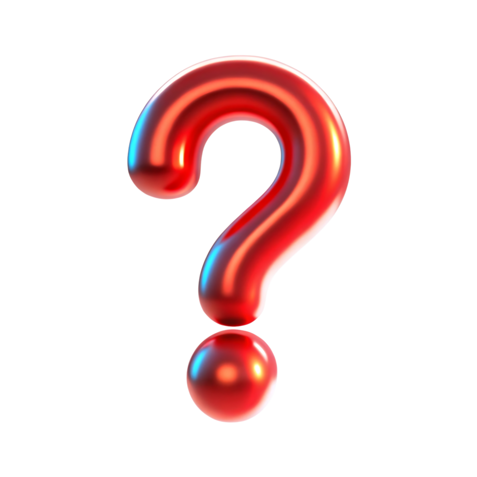 3D Red Question Mark Icon Isolated on transparent Background png