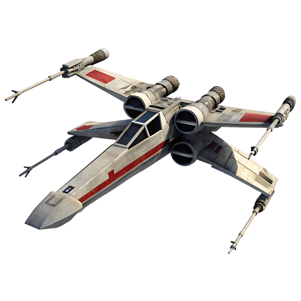 Detailed 3D Rendering of a Star Wars Xwing Fighter png