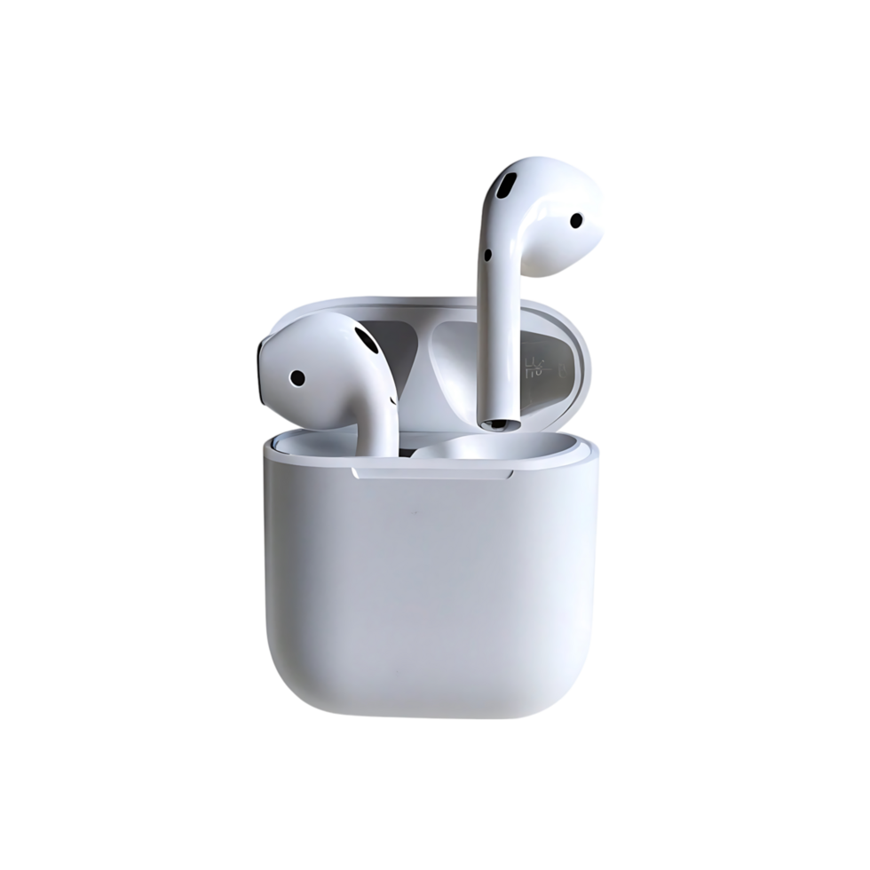 Wireless Earbuds in Charging Case Against a transparent Background png