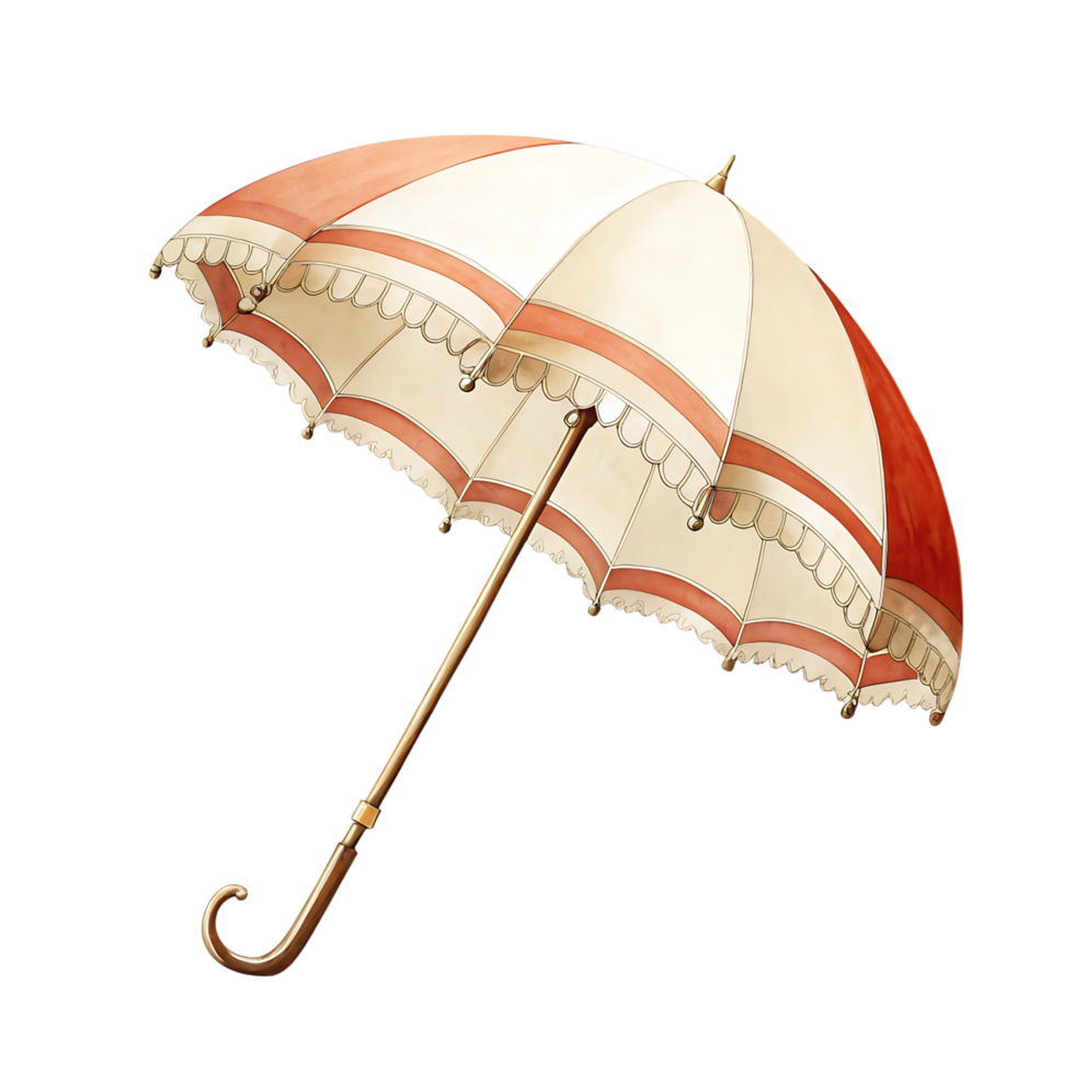 Elegant Vintage Parasol with Ornate Lace Trim png