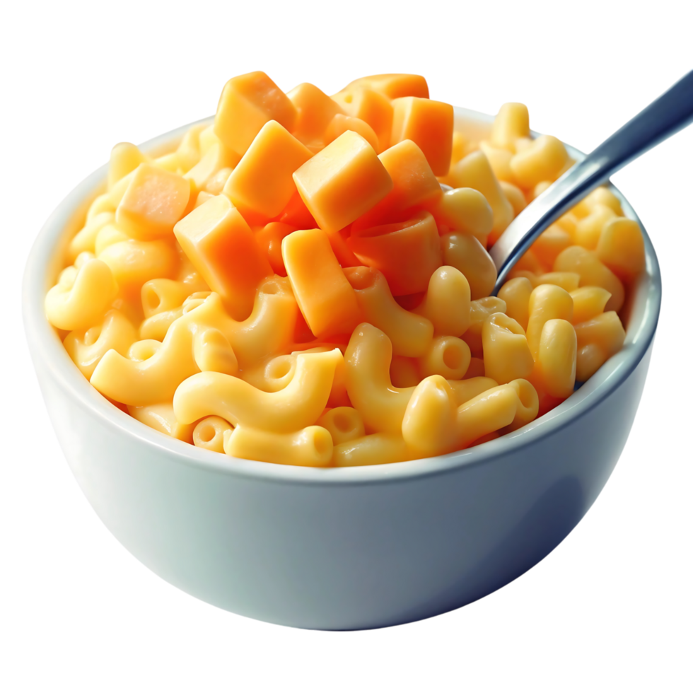 Cheesy Macaroni and Cheese in a White Bowl png