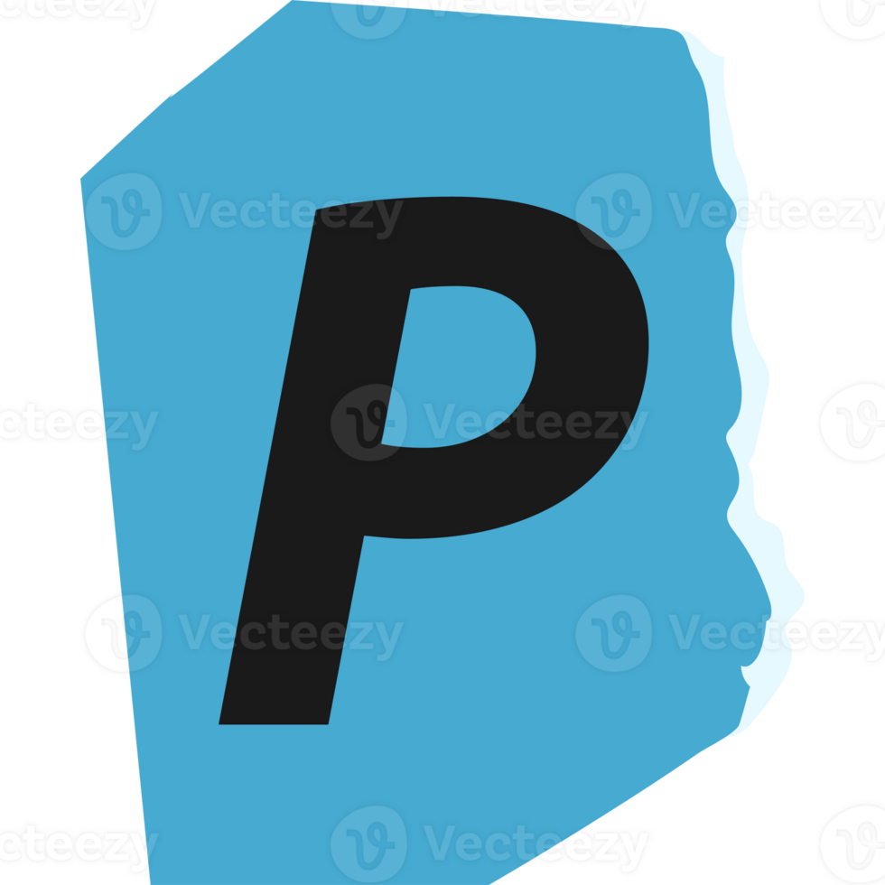 P letter modern typography on torn paper png