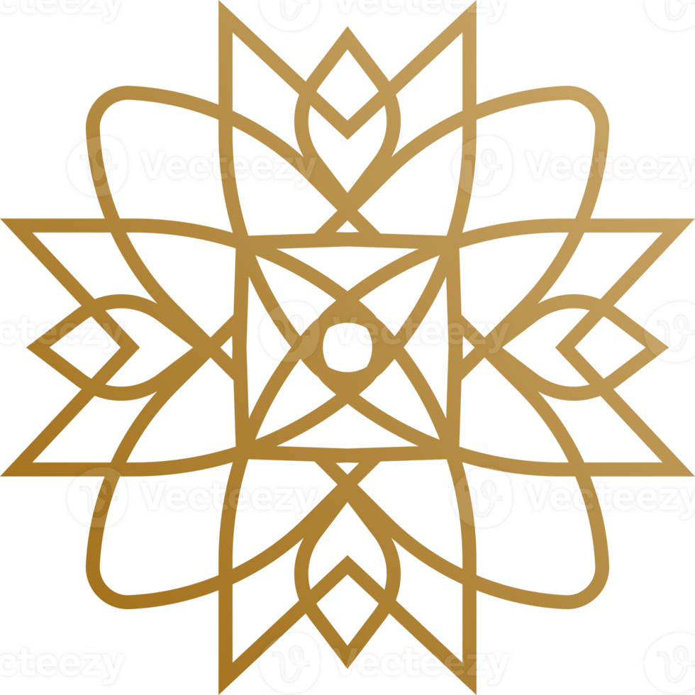 Arabic floral gold color line style isolated png