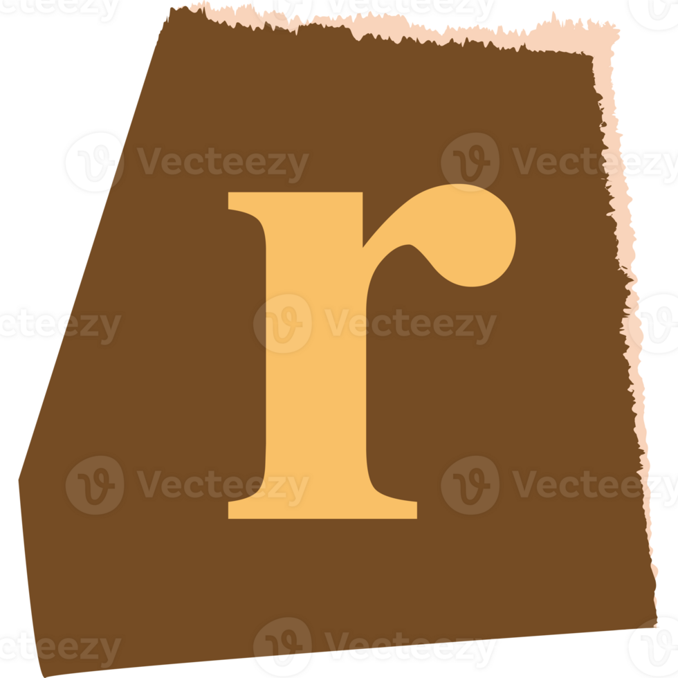 R letter modern typography on torn paper png