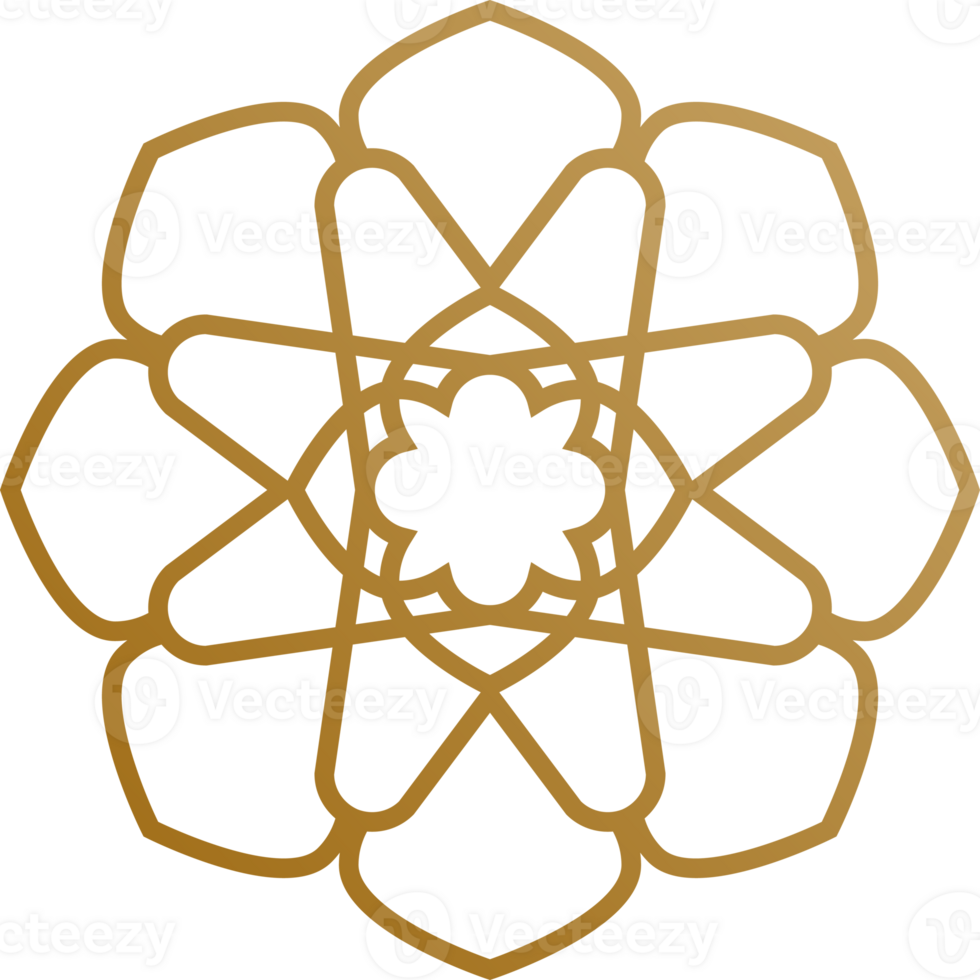 Arabic floral gold line style png