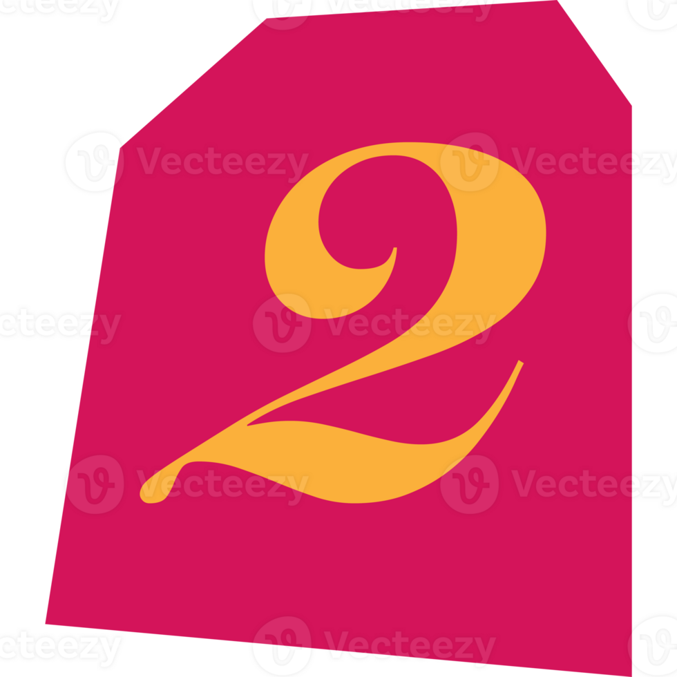 Number 2 modern typography on torn paper png