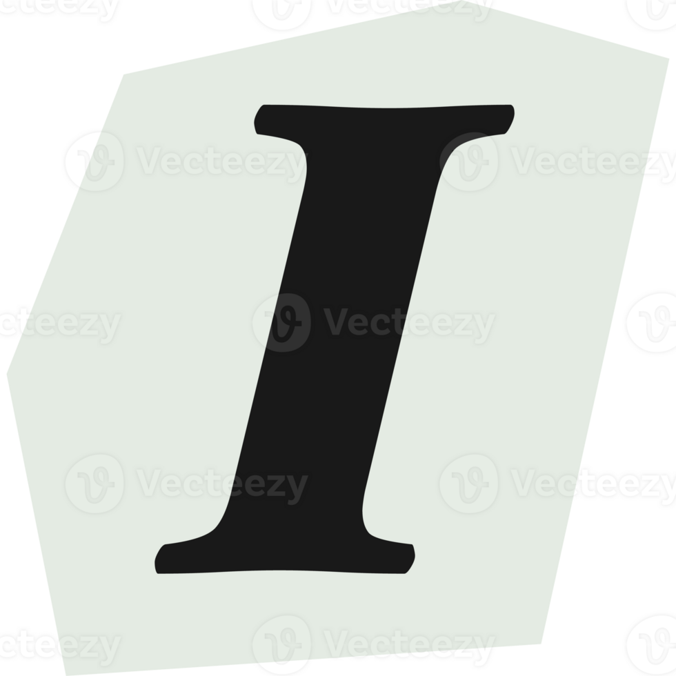 I letter modern typography on torn paper png