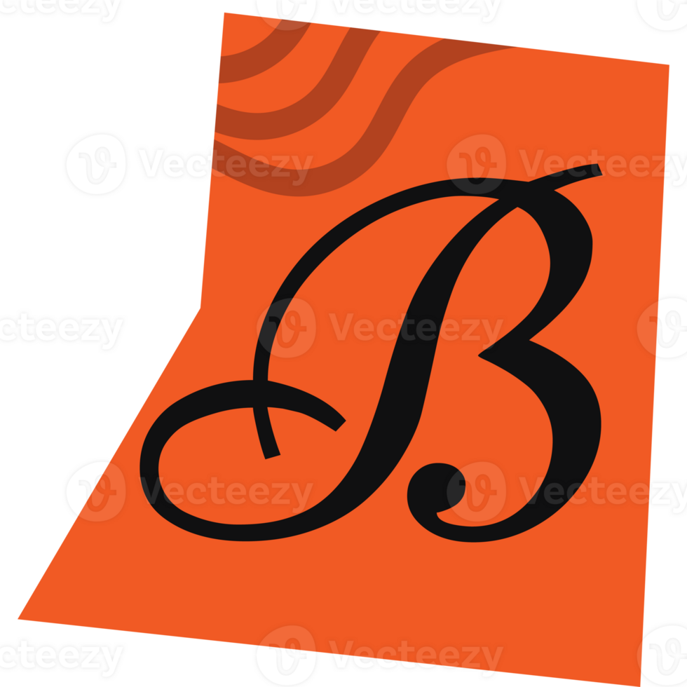 B letter modern typography on torn paper png