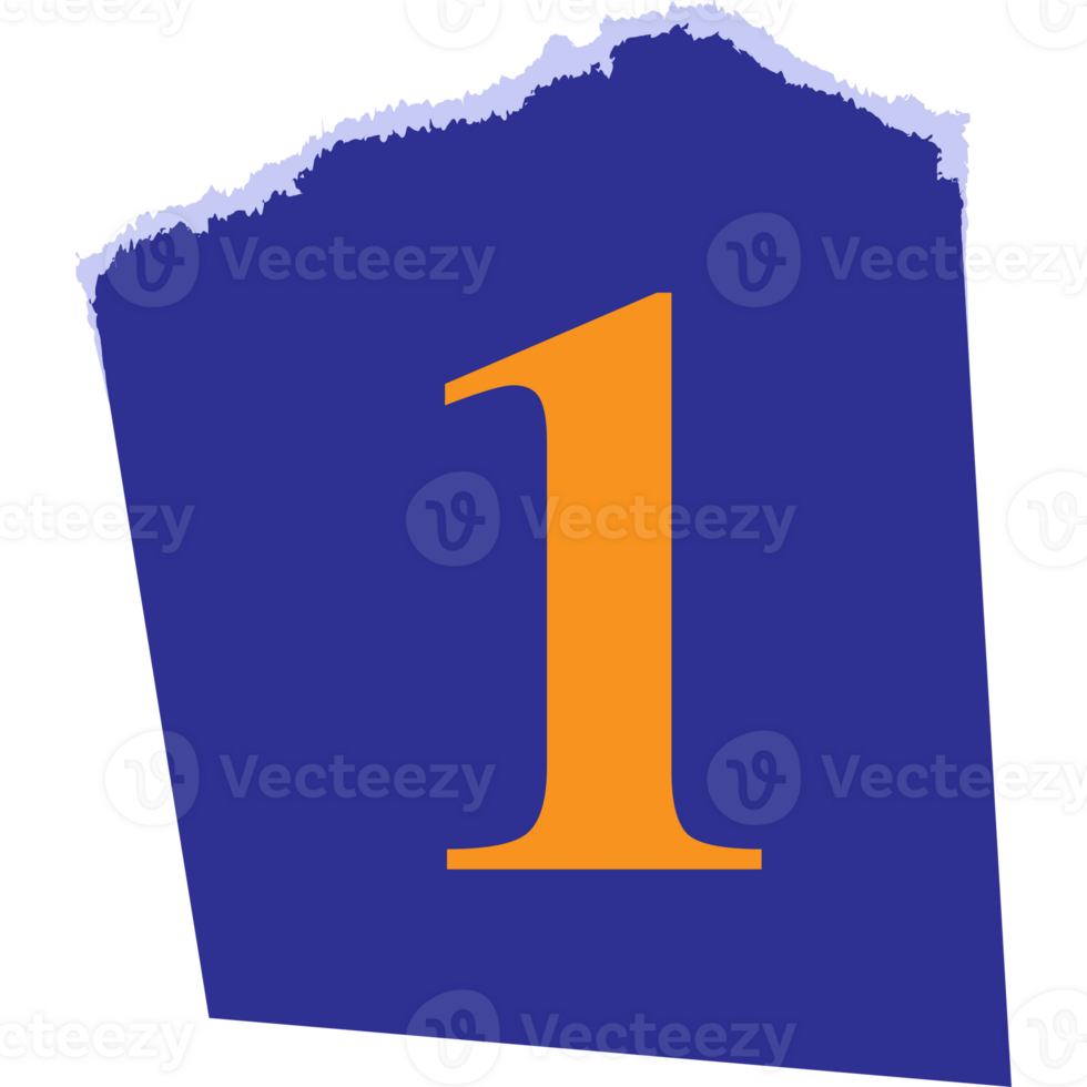 Number 1 modern typography on torn paper png