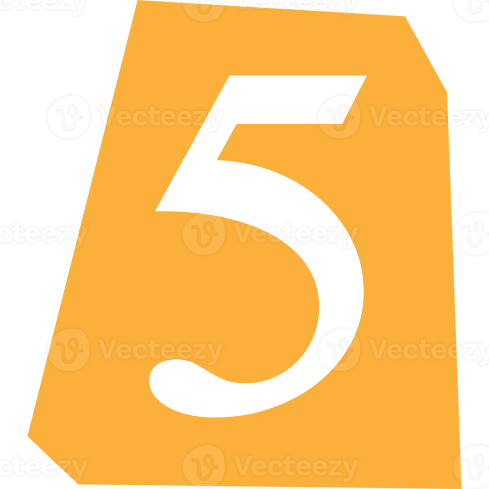 Number 5 modern typography on torn paper png