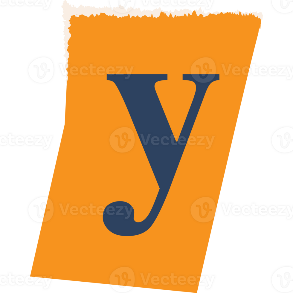 Y letter modern typography on torn paper png