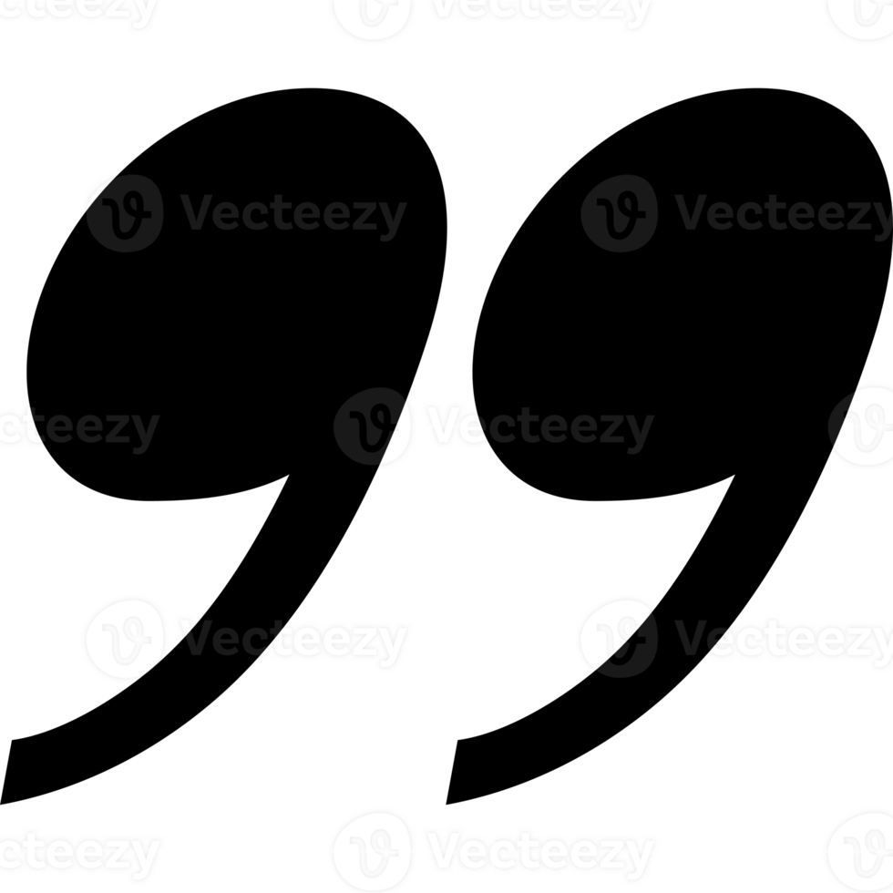 Quotation symbol black color flat style for design project, website png