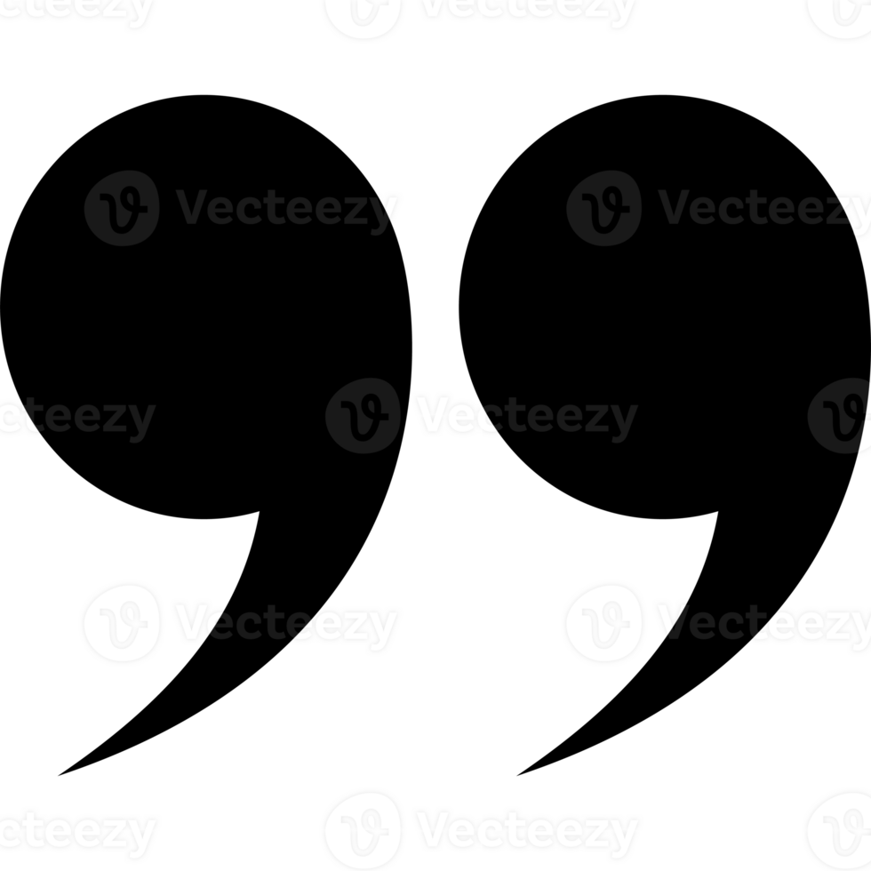 Quotation symbol black color flat style isolated for design, social post png