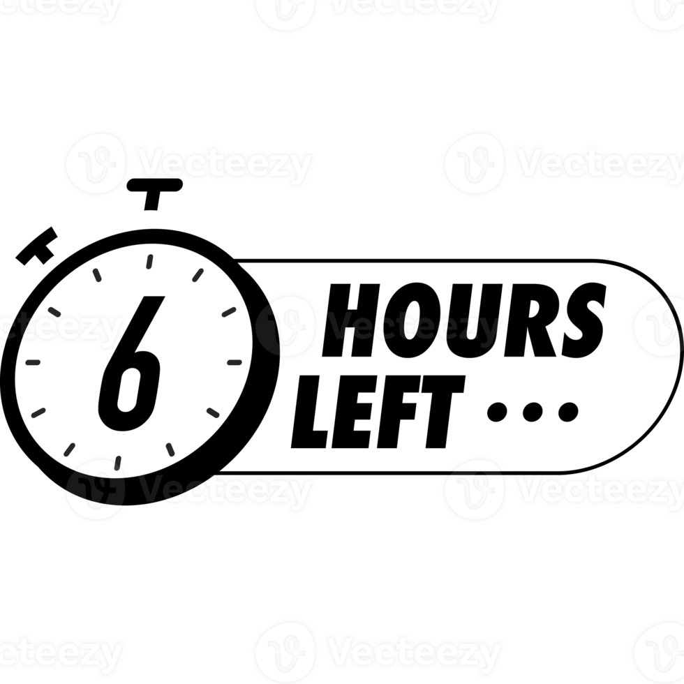 Countdown 6 hours left badges black white color style png