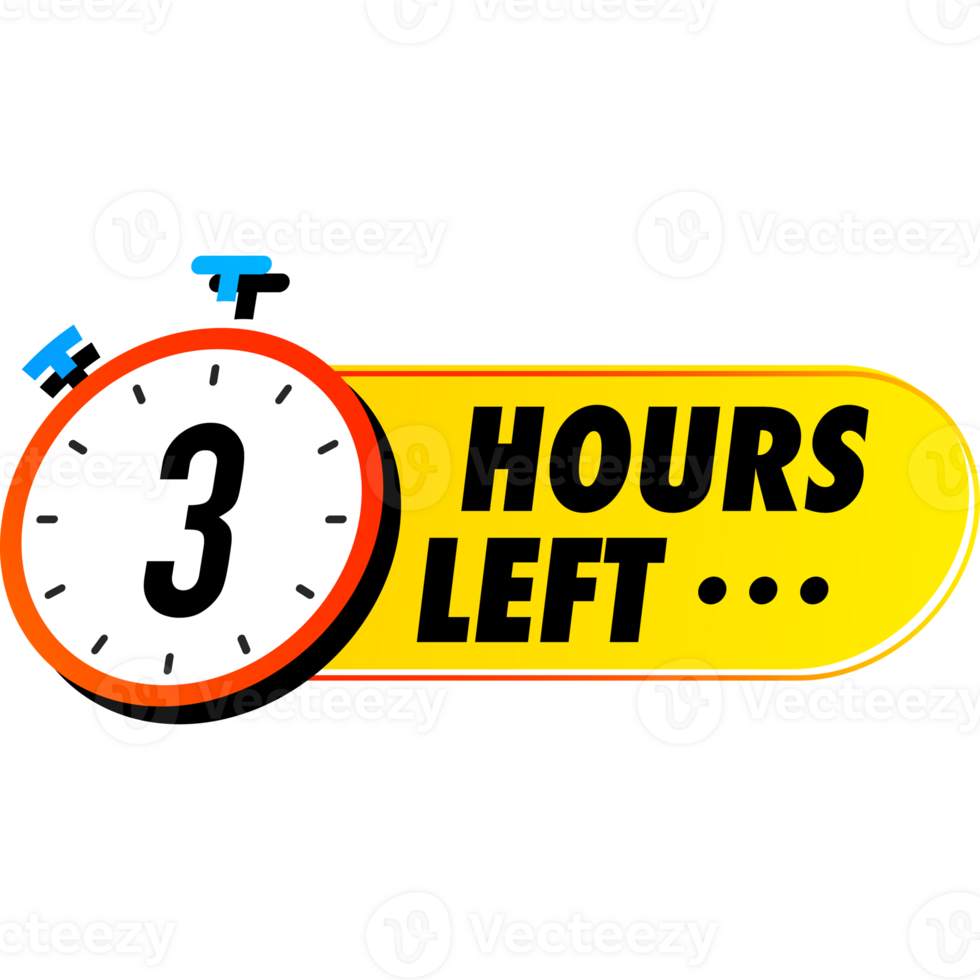 Countdown 3 hours left badges colorful style png