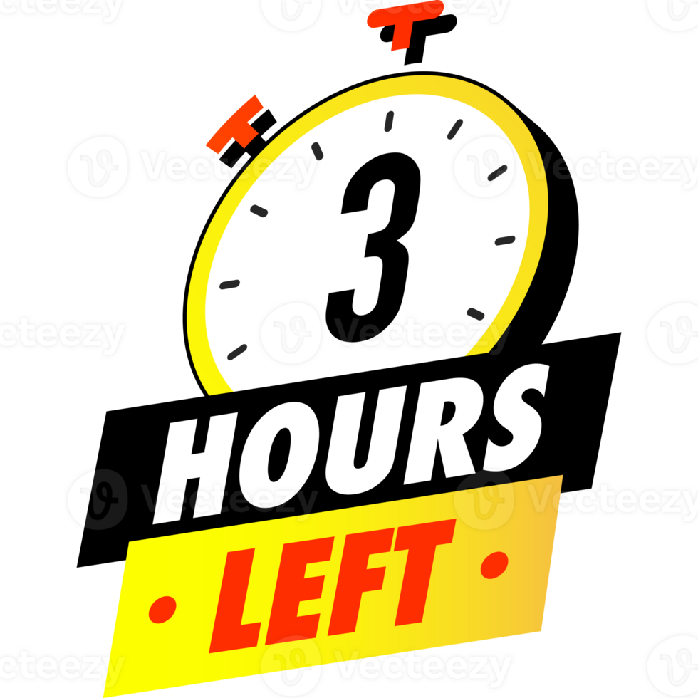 Countdown 3 hours left sticker color style png