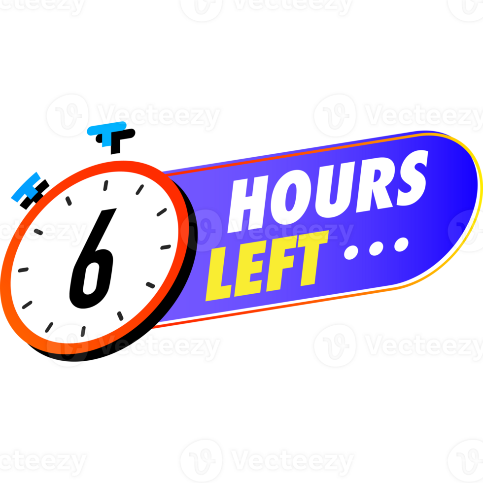 Countdown 6 hours left badges colorful modern png
