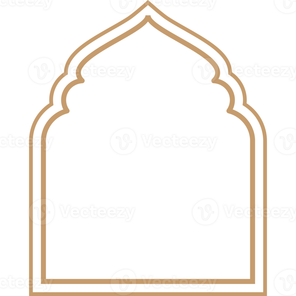 Islamic window and arches gold color line png