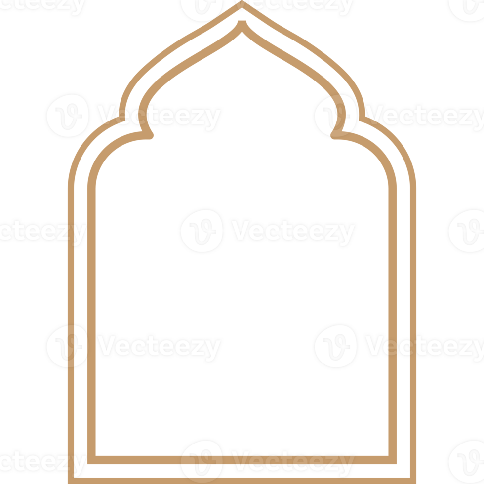 Islamic window and arches golden line color style png