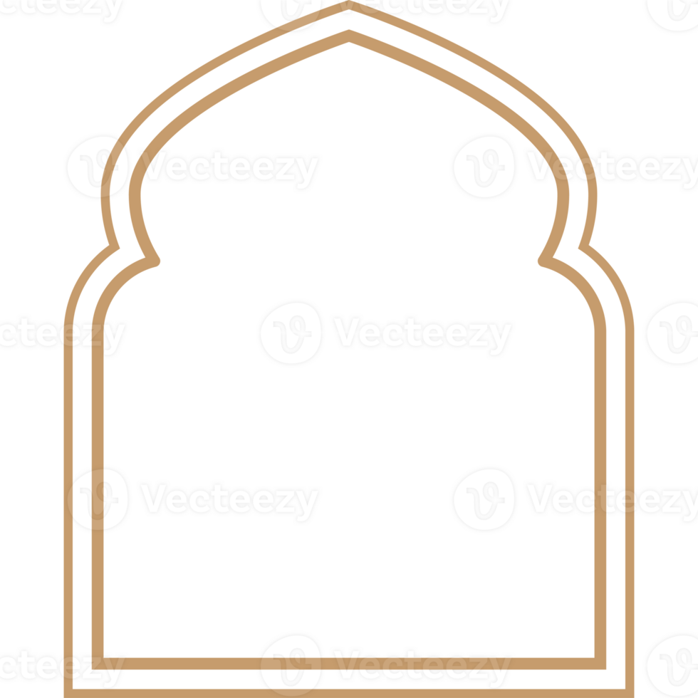 Islamic window, arche gold color style png