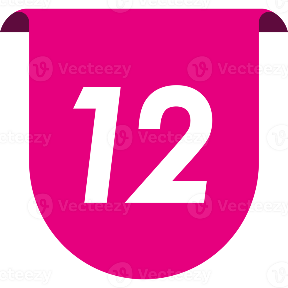 Bullet point number 12 list marker colorful style png