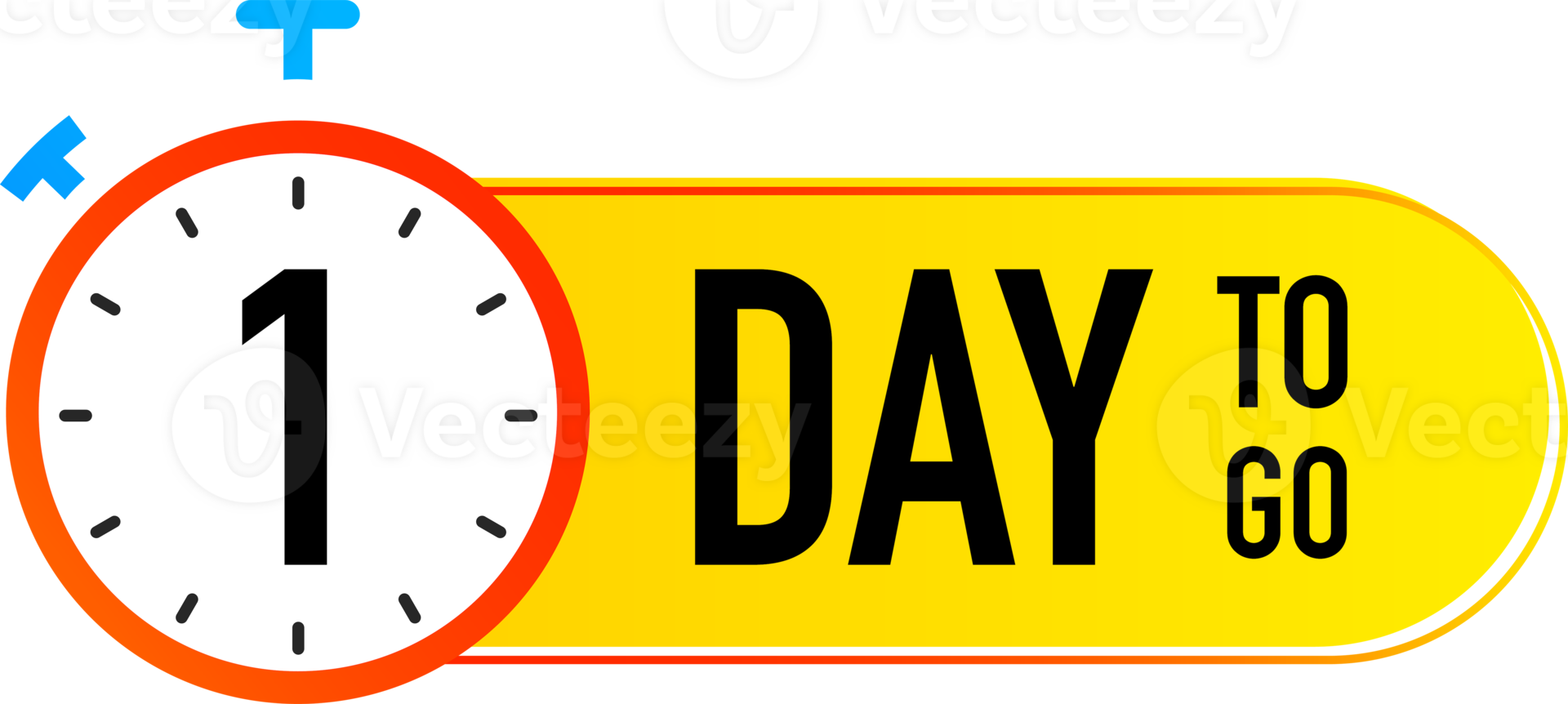 1 days to go timer label color flat style png