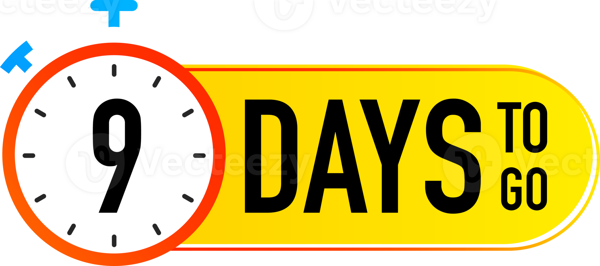 9 days to go timer label color style png