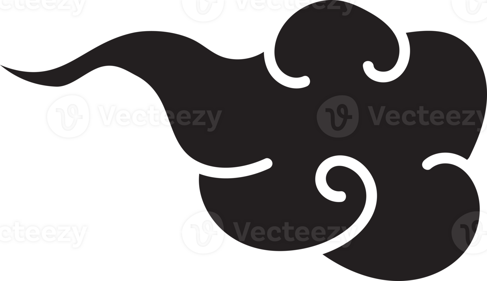 Cloud elegant style black flat color png