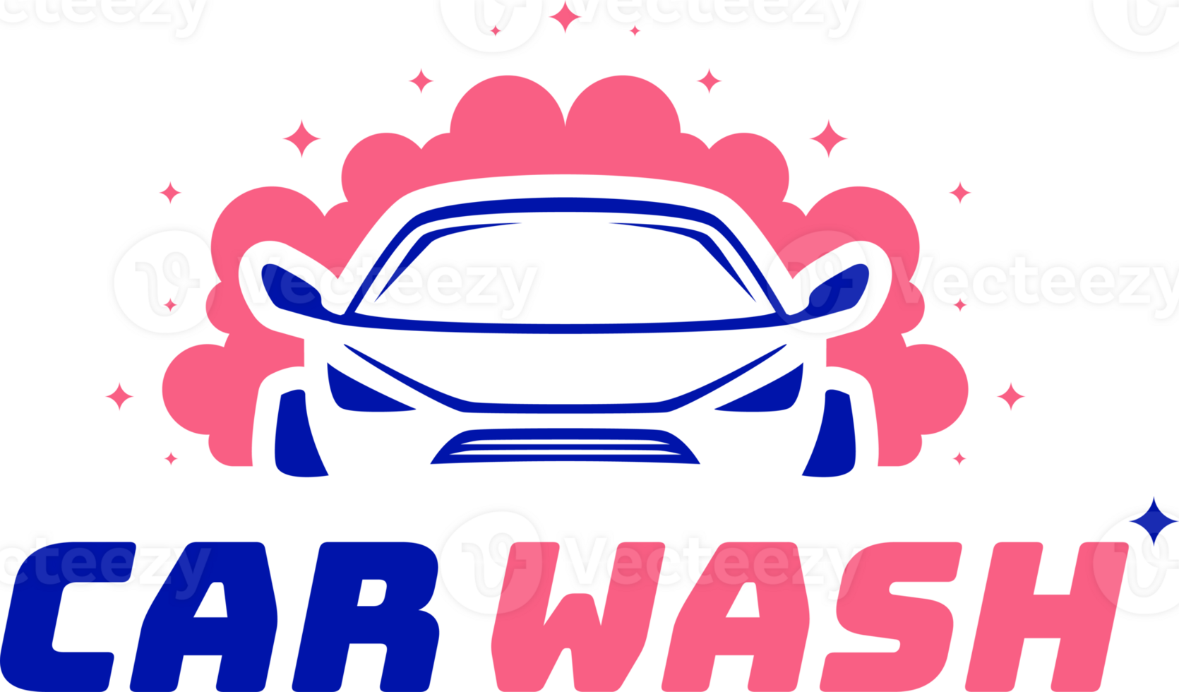 Car wash logo blue pink color flat style png