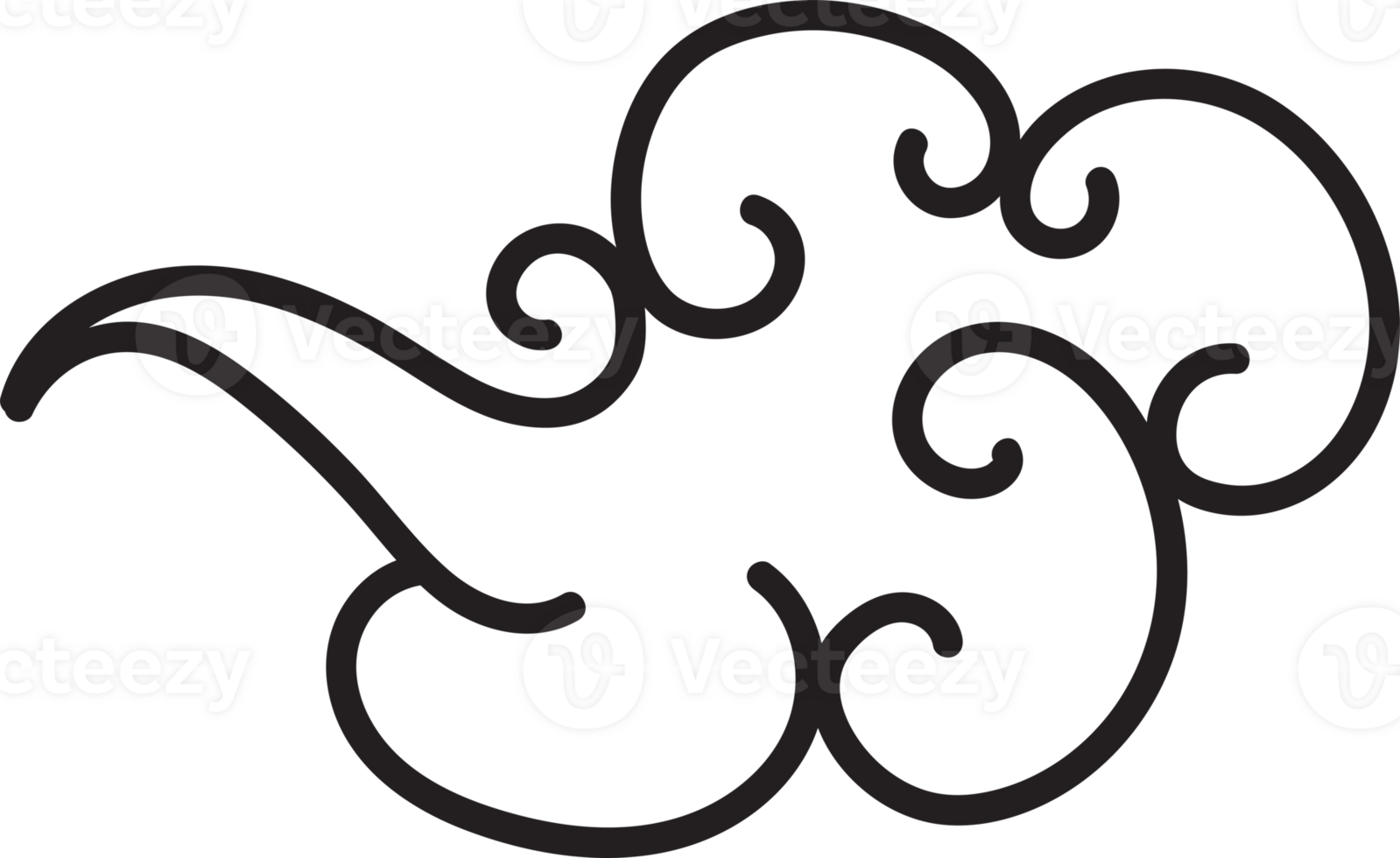 Cloud elegant style black outline color png