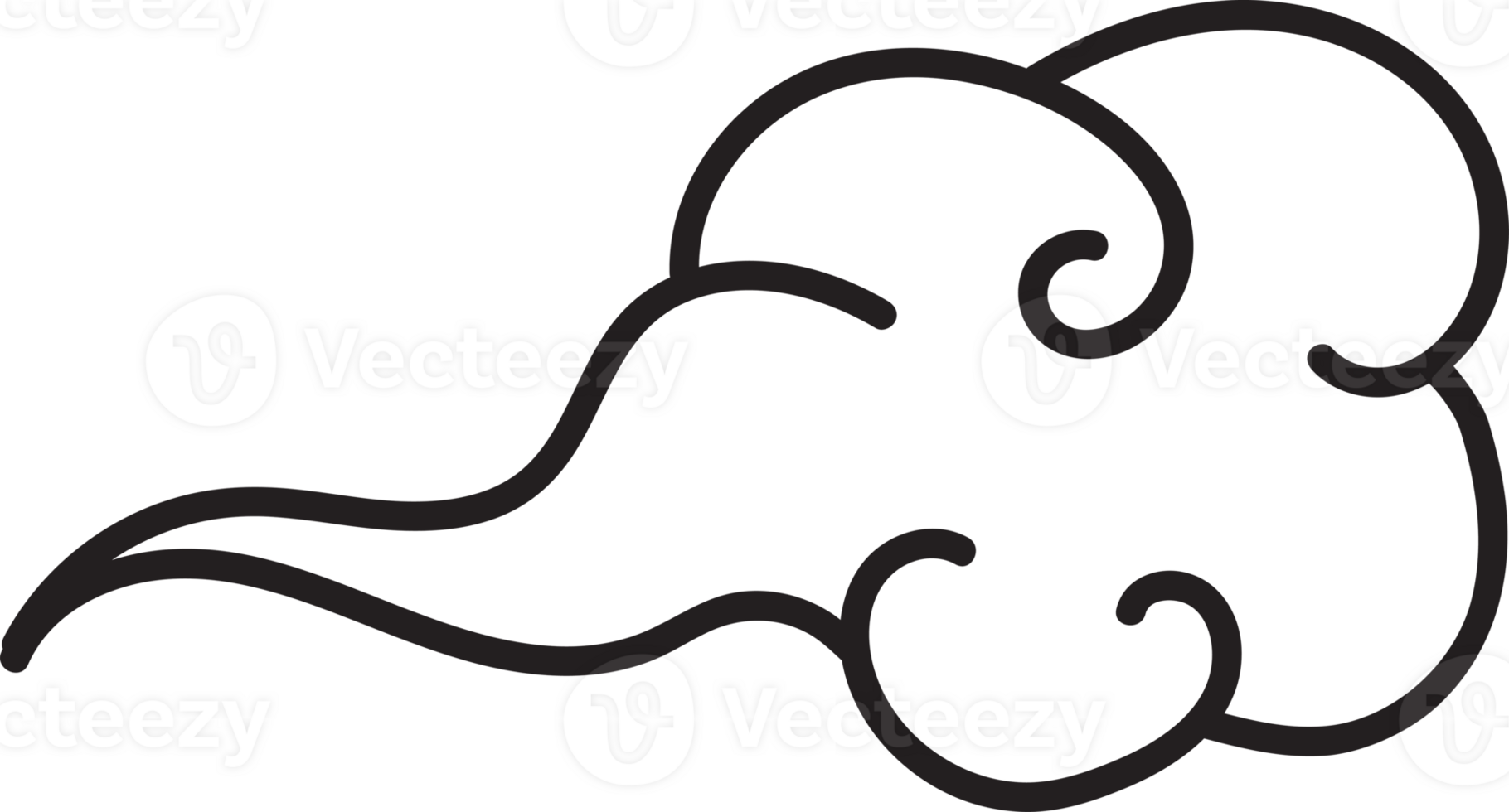 Cloud elegant style black isolated png