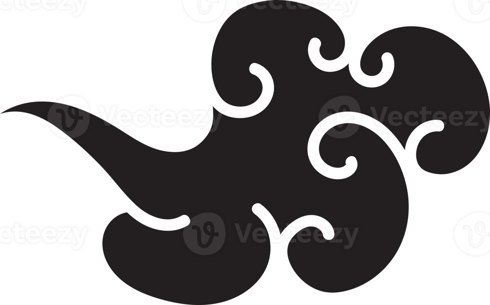 Cloud elegant style black fill flat color png