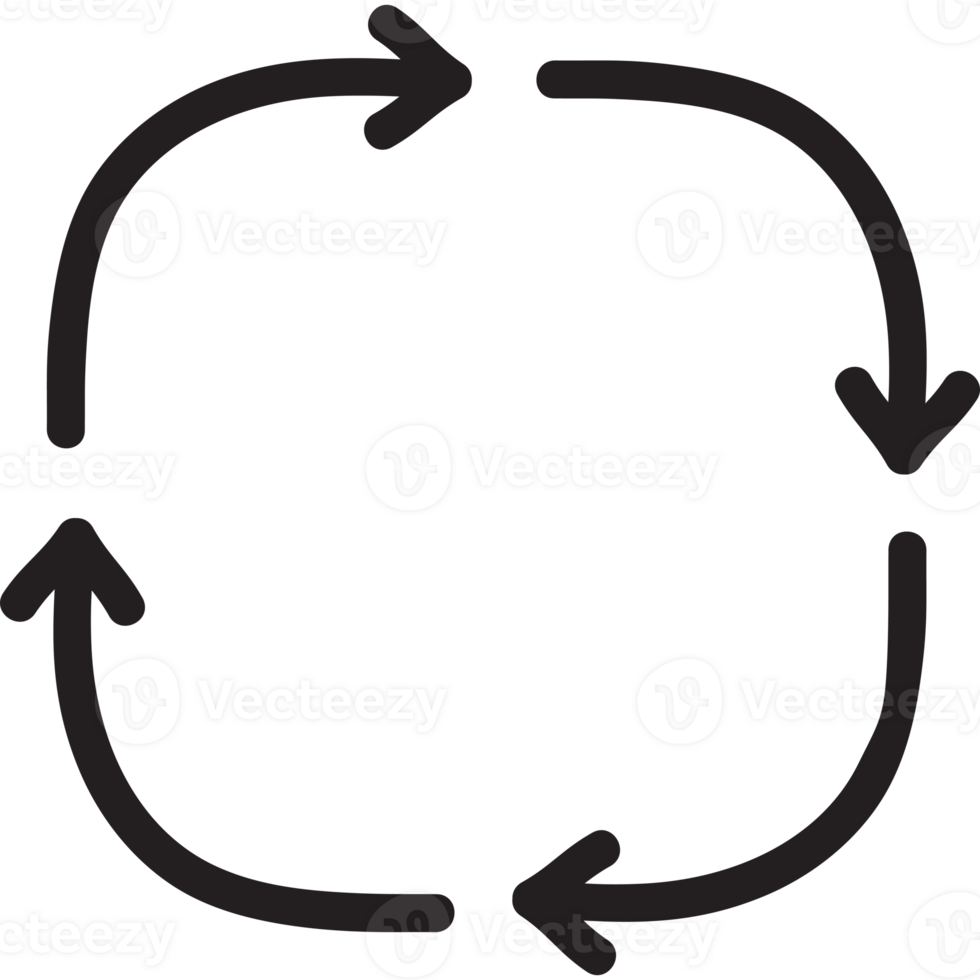 Recycle symbol hand draw style bold line black color png