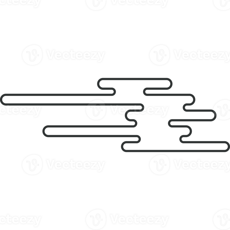 Chinese cloud line style black color isolated 2 png