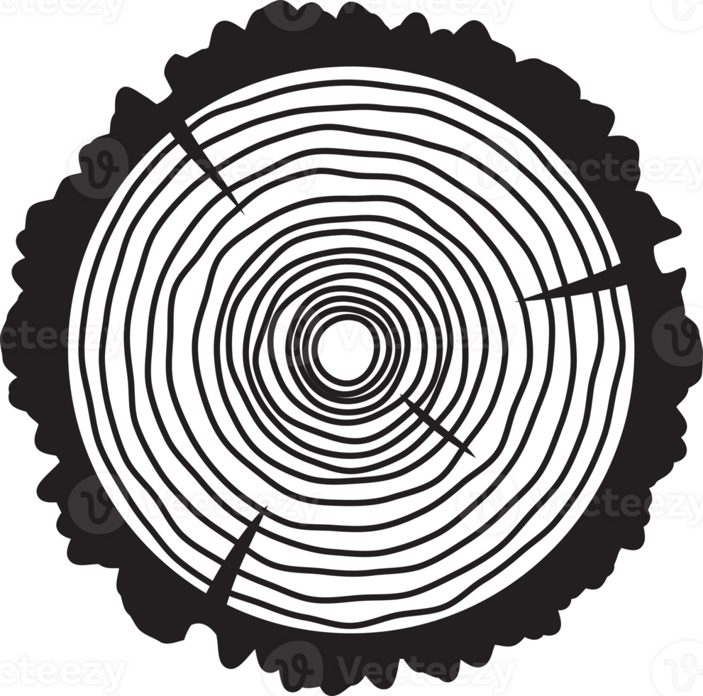 Saw cut tree trunk flat style black color png