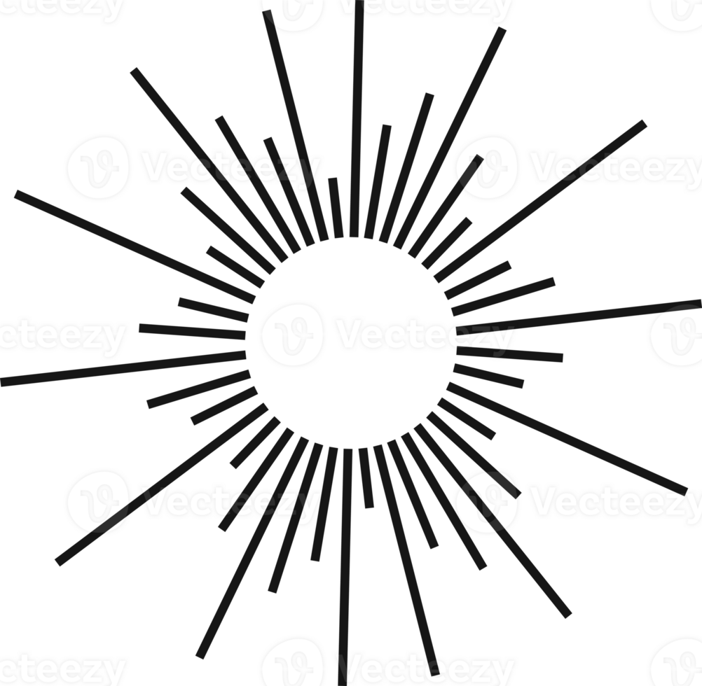 Sunburst black color line style png