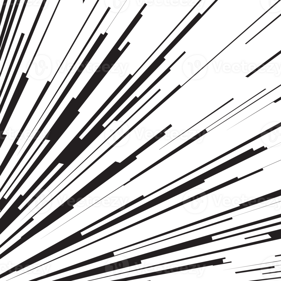 Comic book speed lines black color for social media png